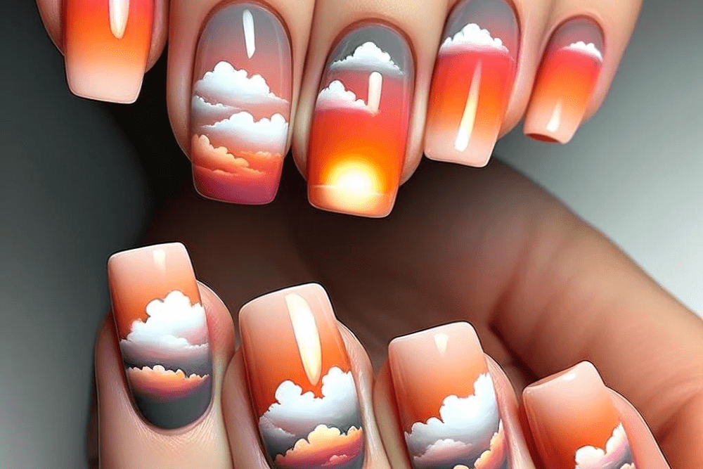 Sunset Cloud Nail Art